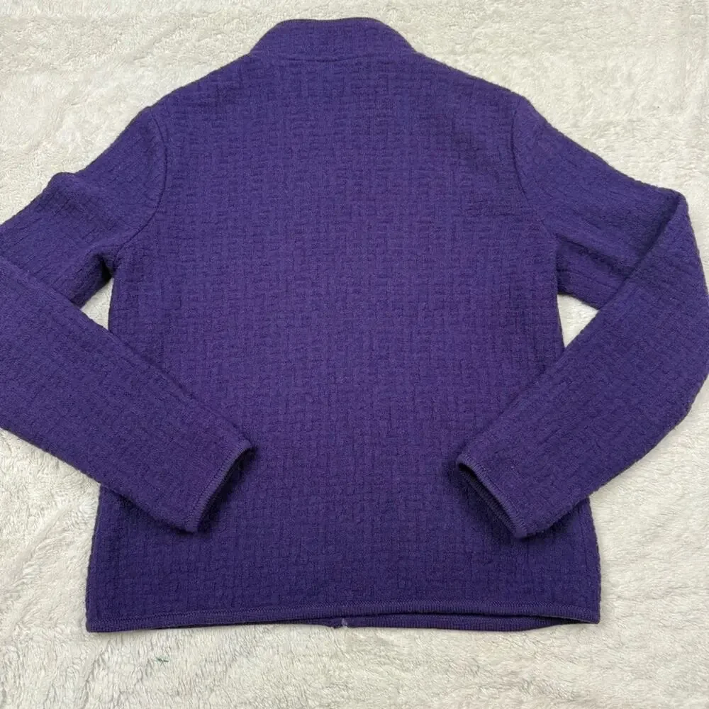 Talbots Purple Wool Knit zip up Sweater